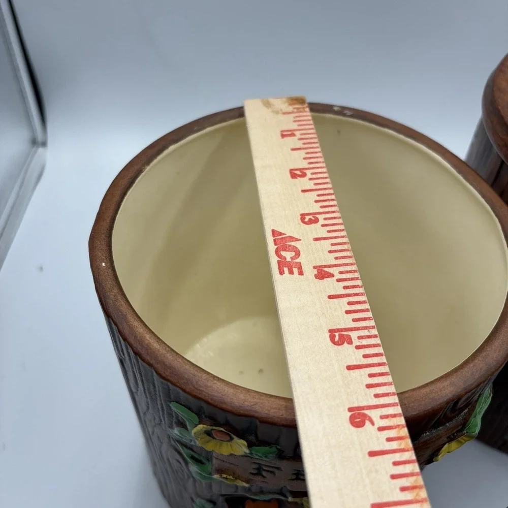 Vtg 1970's Woodsy Owl  Stump Canisters Treasure Craft USA Set of 3‎ MCM Rare HTF